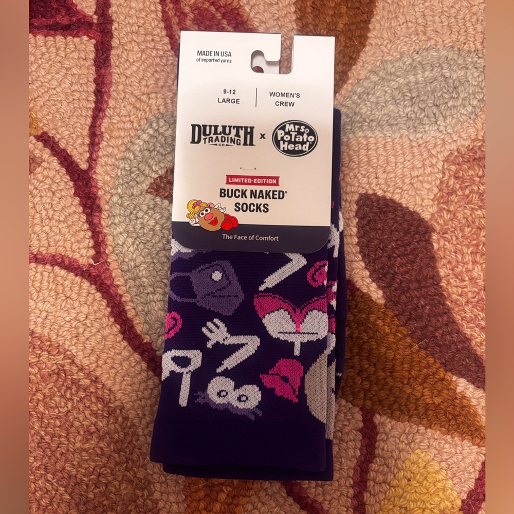 NWT Duluth trading purple mrs potato head athletic socks